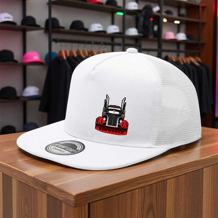 1 gorra de béisbol con logo KENWORTH para camiones - Snapback ajustable, respaldo transpirable en malla, ligera y cómoda tela poliéster. Ideal para hombres conductores de semirremolques o eventos casuales e informales (estampado /rojo). Apto todo el año.