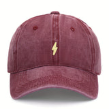 Gorra de béisbol bordada de rayo, unisex, transpirable, hebilla ajustable, algodón puro, lavable a mano, patrón geométrico, adecuada para fiesta de soltero, sombrero ligero tejido con tema de bandera