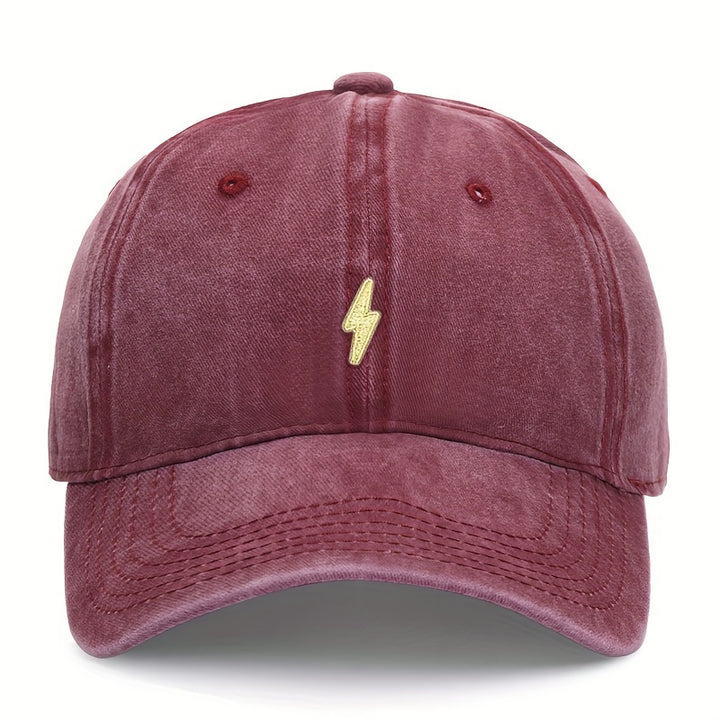 Gorra de béisbol bordada de rayo, unisex, transpirable, hebilla ajustable, algodón puro, lavable a mano, patrón geométrico, adecuada para fiesta de soltero, sombrero ligero tejido con tema de bandera