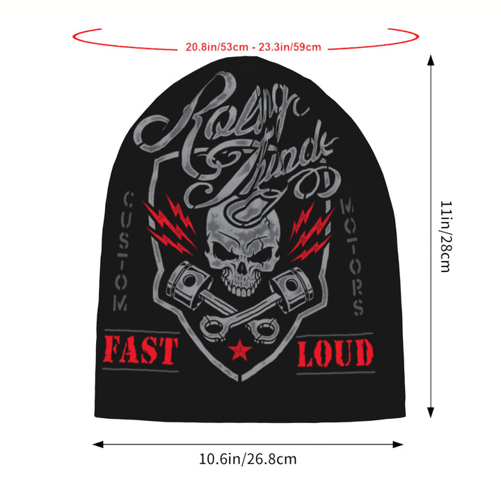 1 sombrero sin ala de temática motera - Gorro holgado con estampados audaces de calaveras y moto, textil suave para hombres y mujeres, casual e ideal diario, lavable a mano (/Rojo/Gris) – Accesorio en estilo rocker, Gorro de Punto, Sombreros, Gorros de In