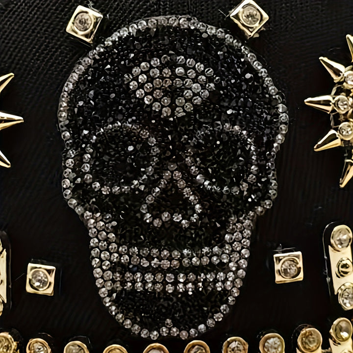 1 Gorra de Béisbol Ajustable con Calavera Brillante y Pedrería, Sombrero Fresco para Fiestas Hip-Hop, Moda al Aire Libre, Protección Solar