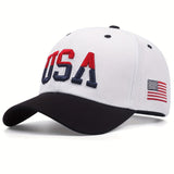 Gorra de Béisbol Bordada Patriótica de EE. UU. para Hombres y Mujeres - Acrílico Ligero, Cierre Snapback, Diseño de la Bandera Americana, Sombrero de Visera Casual Hip Hop, Lavable a Mano