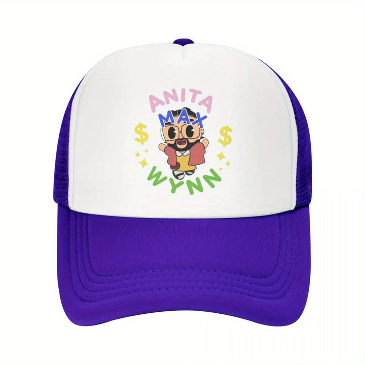 Gorra de Papá Anita Max Wynn - Snapback Ajustable, Gorra de Béisbol de Malla Transpirable con Visera Rosa y Diseño de Personaje de Dibujos Animados, Lavable a Máquina