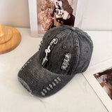 Gorra de Béisbol Estilo Callejero Americano Lavado Desgastada Unisex con Bordado 3D y Cierre Snapback