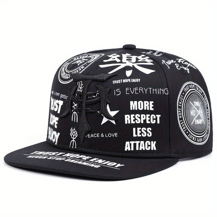 1 gorra de béisbol con bordado de letras góticas para hombre, ajustable con broche, sombrero deportivo retro al aire libre con frases motivacionales, gorra unisex para uso casual (negro/rojo/blanco), gorra de protección solar, estilo gótico, tela trans...