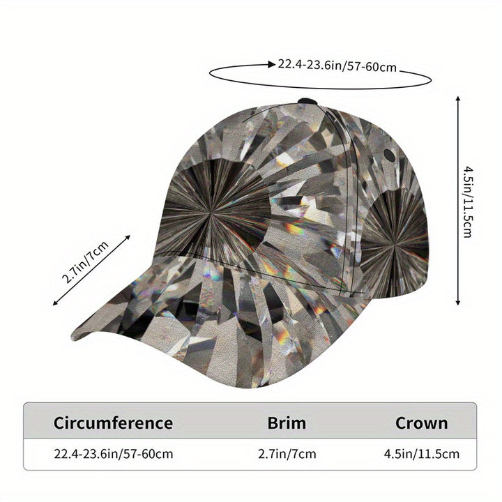 1 gorra de béisbol ajustable de poliéster con estampado 2D de explosión de vidrio roto - Gorra snapback con impresión vibrante de cuerpo completo, ideal para streetwear, deportes y running al aire libre, Moda Streetwear,Ropa Casual,Material Transpirable,T