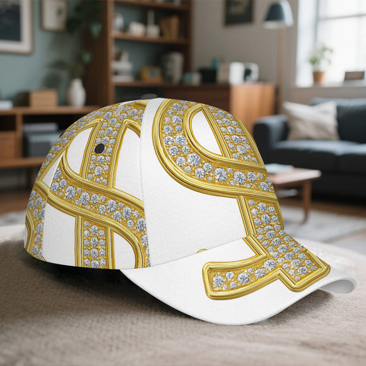 1 gorra de béisbol ajustable con diseño de símbolo de dólar brillante en 2D - Snapback de poliéster con diseño completo, ideal para deportes, moda urbana y carreras al aire libre, Ropa Casual,Accesorio de Festival,Pieza Destacada,Ajuste Cómodo,Material Tr