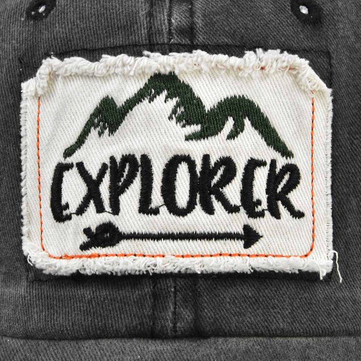 Gorra de Béisbol Explorer con Bordado Desgastado y Visera de Malla - Diseño Bordado Explorer, Sombrero Curvo para Exteriores, Mardi Gras, 4 de Julio, Regalo para el Día del Padre, Estilo Casual (Gorra de Red No Elástica)