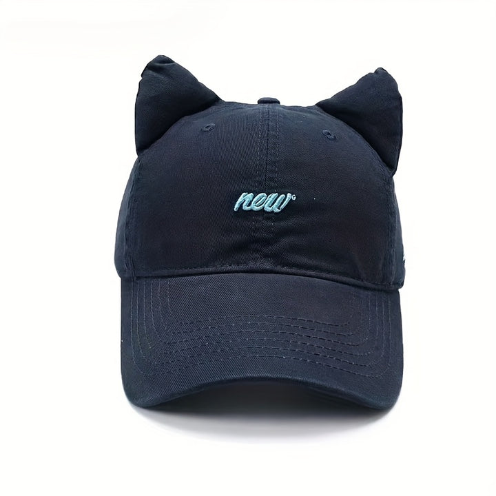 1pc Gorra de Béisbol con Orejas de Gato, Moda Urbana Hip Hop, Ajustable con Cierre, Gorra con Visera para Cola de Caballo