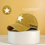 1 Gorra de Béisbol Blanca con Estampado de Estrella y Diseño Texturizado Desgastado Unisex Personalizada