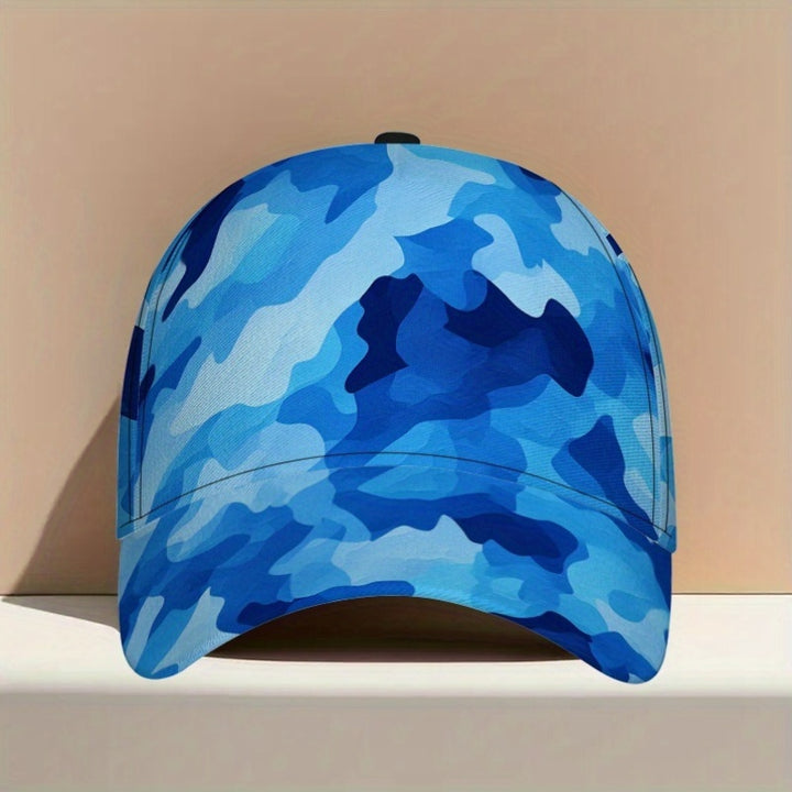1 Gorra de béisbol de camuflaje azul - Sombrero ajustable con visera de pico de pato, ligero y transpirable, lavable a máquina, corte clásico para hombres y mujeres, perfecto para actividades al aire libre, pesca y uso casual, sombrero para exteriores | S