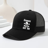 Goonies Never Say Die Gorra de Camionero con Calavera y Huesos Cruzados - Gorra Ajustable Transpirable para Hombres y Mujeres, Diseño /Blanco para Deportes al Aire Libre, Senderismo, Pesca (Primavera/Verano), Ropa Temática Fantástica, Fácil Cuidado