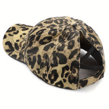 1 Gorra de Béisbol para Mujer con Estampado de Leopardo - Ajustable, Transpirable, Ideal para Exteriores y Fiestas, Diseño Versátil Compatible con Coletas, Accesorio Casual, Tela Fácil de Cuidar