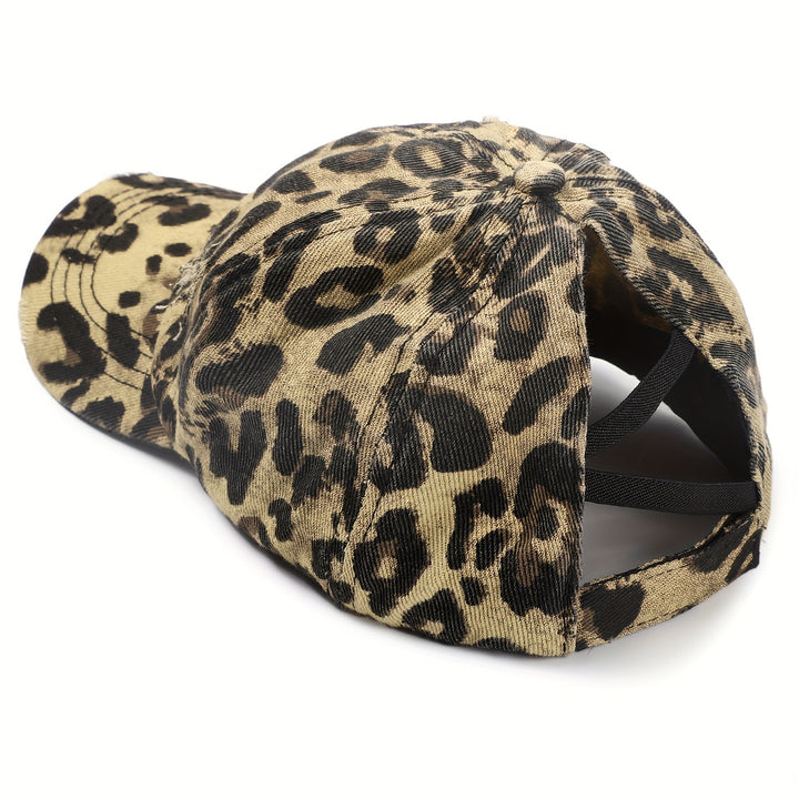 1 Gorra de Béisbol para Mujer con Estampado de Leopardo - Ajustable, Transpirable, Ideal para Exteriores y Fiestas, Diseño Versátil Compatible con Coletas, Accesorio Casual, Tela Fácil de Cuidar
