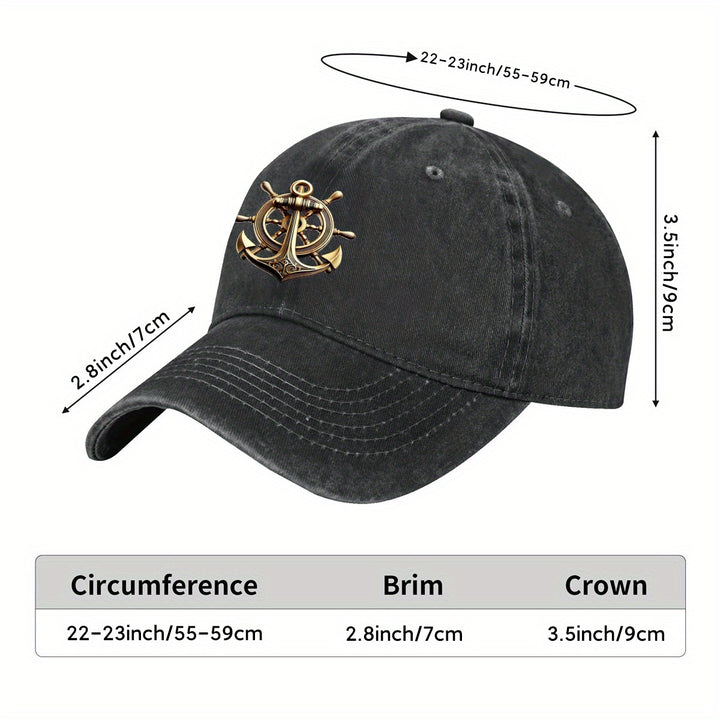 1 gorra de béisbol unisex de algodón con adorno de ancla 3D, 100% algodón, ajustable, ligera, visera curva, solo lavado a mano, protección solar, temática de superhéroes, talla universal para fiestas