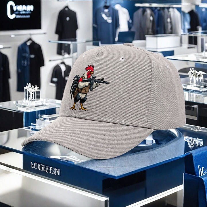 Gorra de béisbol de gallo de dibujos animados - Gorra ajustable con diseño de pistola bordada, poliéster ligero, estilo fresco y atractivo para hombres y mujeres, ideal para pesca o uso casual, gorra de pesca.