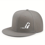 Gorra de béisbol plana 2D con temática urbana, gorra de borde plano moderno ideal para actividades al aire libre