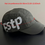 1 Gorra de béisbol con logo ESPT para hombre y mujer - Gorra ligera, transpirable y de secado rápido con letras ESPT llamativas, ajuste ajustable, visera curva y ala estructurada para deportes al aire libre, sombrero para viajes casuales (//Gris/Azul Mari
