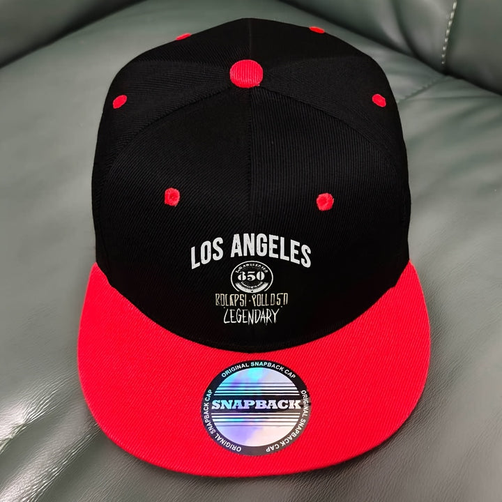 Gorra Snapback Estilo Urbano - Diseño Digital Los Ángeles 1850, Ajustable en Dos Tonos Morado y , 100% Poliéster para Moda Casual y Streetwear