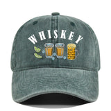 Gorra de Béisbol Vintage con Emblema de Whisky y Vino, Ajustable Snapback, Logo Manual para Estilo Retro, Cata de Vinos, Bares y Fiestas Navideñas - No Elástica, Ideal para Entusiastas del Retro y Seguidores de la Cultura del Vino
