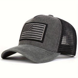 Gorra de béisbol lavada con bandera estadounidense para mujer - Gorra ajustable con cierre, ligera y transpirable, con parte trasera de malla, ideal para exteriores en primavera y otoño, negra con diseño de parche blanco y naranja, gorra de viaje | Gorra