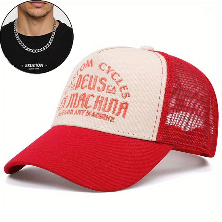 2 piezas de gorras de béisbol para hombres de diseño 'CYCLES' y 'DEUS EX MACHINA', estilo rock de moda, poliéster elástico, perfectas para todas las estaciones y regalos, ideales para Navidad y Día de San Valentín, ropa de cabeza diaria | Gorra con estamp