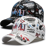 Conjunto de dos piezas, gorra de béisbol con sombra solar y diseño de grafiti para usar todo el año, deportes al aire libre, viajes, regalo