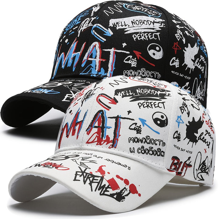 Conjunto de dos piezas, gorra de béisbol con sombra solar y diseño de grafiti para usar todo el año, deportes al aire libre, viajes, regalo