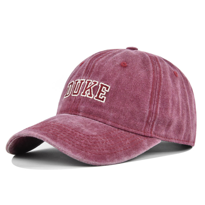 Gorra de béisbol bordada DUKE - Sombrero de sol retro lavado y envejecido, tela ligera sin elasticidad, ala curva, comodidad para todas las estaciones, estilo casual, perfecta para fútbol, deportes y actividades al aire libre