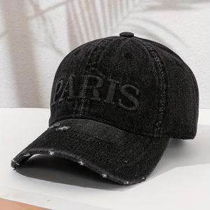 Gorra de Béisbol de Denim con Letras Negras