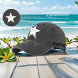1 Gorra de Béisbol Blanca con Estampado de Estrella y Diseño Texturizado Desgastado Unisex Personalizada