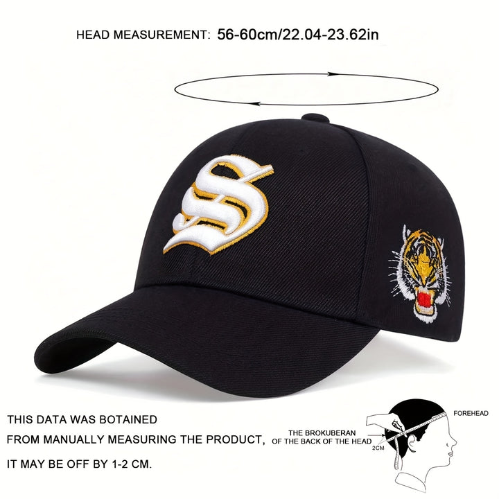Gorra de Béisbol Ajustable para Hombre con Bordado de Tigre - Ligera, Protectora Solar, Sombrero Casual para Salidas de Primavera y Otoño