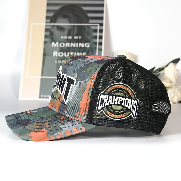 Gorra de Béisbol Gráfica para Skateboarding - Gorra Trucker de Hip Hop con Mesh Breathable, Snapback Adjustable, Diseño Unisex Embroidered para Viajes Outdoor y Skateboarders de Primavera/Otoño, Headwear Casual, Diseño Sporty, Detalle Embroidered