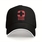 1 gorra Boner Doner con logo - Logo en rojo y blanco llamativo, correa ajustable, ligera pero duradera para hombres y mujeres: béisbol ideal para exteriores, ciclismo, pesca, gym o uso médico. Regalo divertido (diseño de chiste turco sobre medicina). Lava