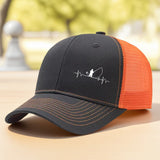 1 Gorra de béisbol de malla con estampado deportivo para hombres, entusiastas de la pesca, alta calidad, exterior, secado rápido, borde curvo, gorra ajustable transpirable unisex