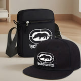 2 piezas, gorra de béisbol unisex con bordado 'ECKO' y ala curva, más riñonera, set de moda urbana para deportes al aire libre, gorra ajustable, regalo perfecto para ti o amigos