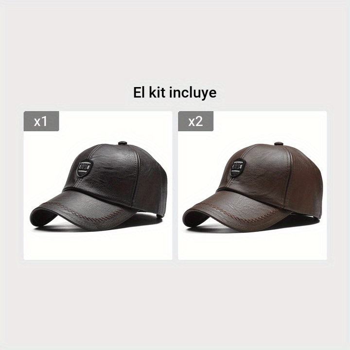 1 Gorra de béisbol de cuero sintético negro elegante para hombre con ajuste de presión - Ligera, duradera y transpirable para actividades al aire libre, viajes, fiestas en la playa y uso casual, gorra de moda de primavera | Gorra de ajuste de presión |...