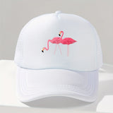 Dos Flamingo Estampado Transpirable Malla Trasera Gorra de Béisbol Adecuada para Uso Diario y Viajes al Aire Libre Ajustable Curva Casual Visera para Hombres y Mujeres Todas las Estaciones Gorra de Camionero