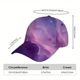 1 gorra de béisbol con estampado 2D de paisaje cósmico púrpura - Estampado vibrante de cuerpo completo, gorra snapback ligera de poliéster, ideal para deportes, running y moda urbana, Ropa Casual,Actividades al Aire Libre,Diseño Funky,Ajuste Cómodo,Sombre