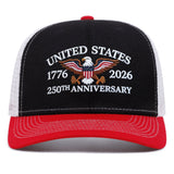 Dos Paquetes Gorra Trucker Águila del 250 Aniversario de EE. UU. + Set de Máscara - Rojo Patriótico y Diseño, Snapback Ajustable, Parte Trasera de Malla Transpirable, Absorbente de Humedad, Ideal para Deportes al Aire Libre y Uso Casual, Perfecto para ...