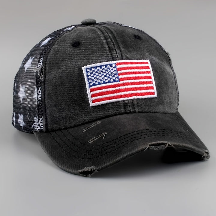 Gorra de Béisbol Unisex con Bandera Americana - Visor de Malla Estilosa y Sencilla, Sombrero de Ala Curvada para Deportes al Aire Libre y Fitness. Idea de Regalo Perfecta para Papá