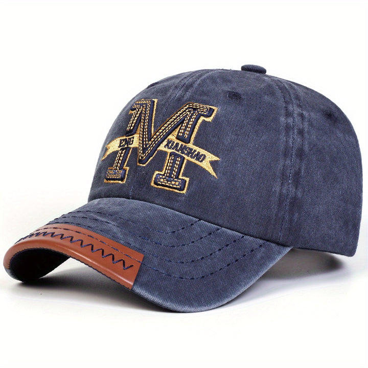 Gorra de béisbol ajustable para hombre con 3D bordada M - Diseño de dos tonos negro y marrón, tejido textil transpirable para viajes al aire libre, fiestas en la playa, ropa casual primavera/otoño, accesorios de playa, accesorios de cabeza elegantes, ropa