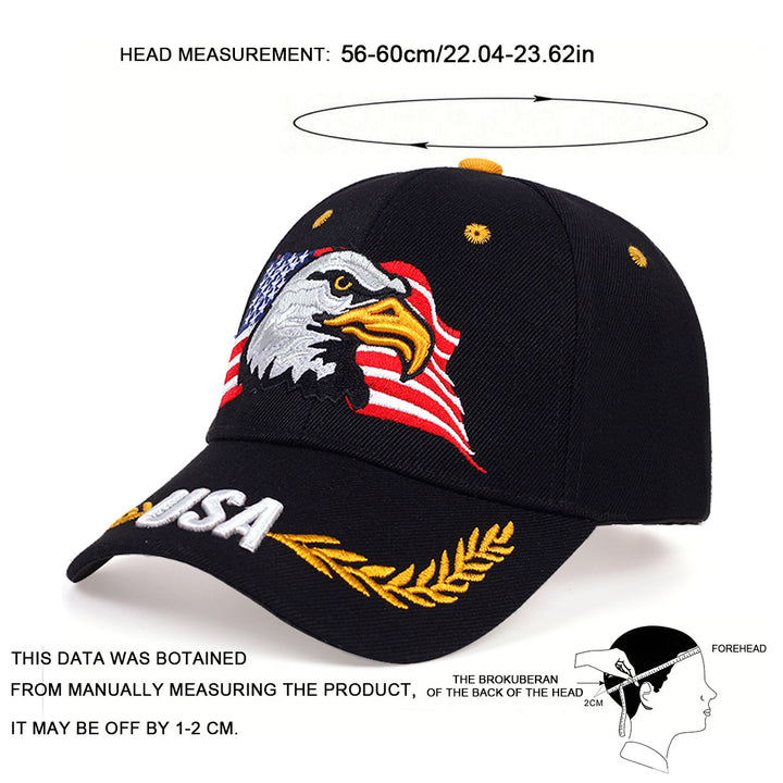 Gorra de béisbol para hombres AR Brand USA Eagle Embroidery, 100% poliéster, estilo casual, ajustable sombrero de protección solar para viajes de primavera/otoño, playa y fiesta