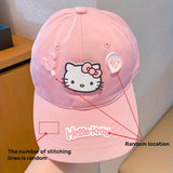 Gorra de Béisbol Ajustable con Visera de Gato Kitty de Verano Nuevo de Sanrio - Poliéster Transpirable, Gorra de Sol para Todas las Estaciones estilo Y2K, elección ideal para el Día de San Valentín, cumpleaños y regalos de fiesta