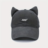 1pc Gorra de Béisbol con Orejas de Gato, Moda Urbana Hip Hop, Ajustable con Cierre, Gorra con Visera para Cola de Caballo