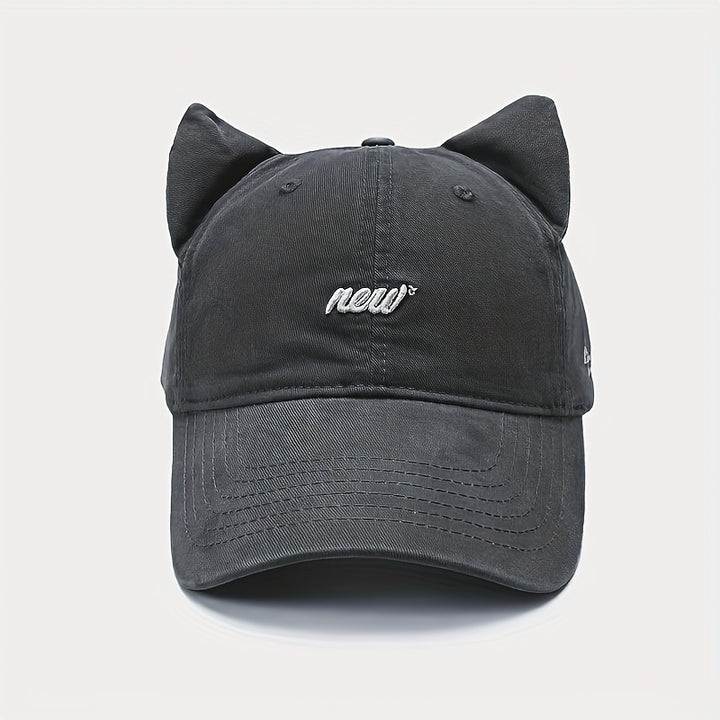 1pc Gorra de Béisbol con Orejas de Gato, Moda Urbana Hip Hop, Ajustable con Cierre, Gorra con Visera para Cola de Caballo