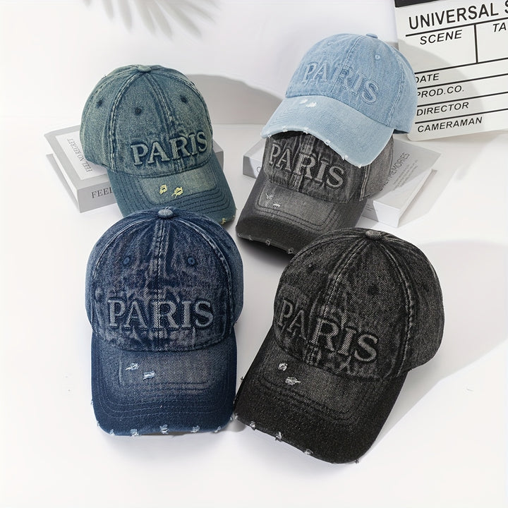 Gorra de basquetbol estilo cowboy, con agujeros, tamaño ajustable, denim lavable, ideal para parejas, diseñada para hacer que la cara parezca más pequeña con estilo duckbill