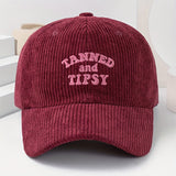 Gorra de béisbol unisex de pana bordada TANNED y TIPSY, gorro grueso y suave de moda para mujer para primavera/otoño, gorra casual y cálida de hip-hop para hombre, ideal para uso diario, con ajuste ajustable