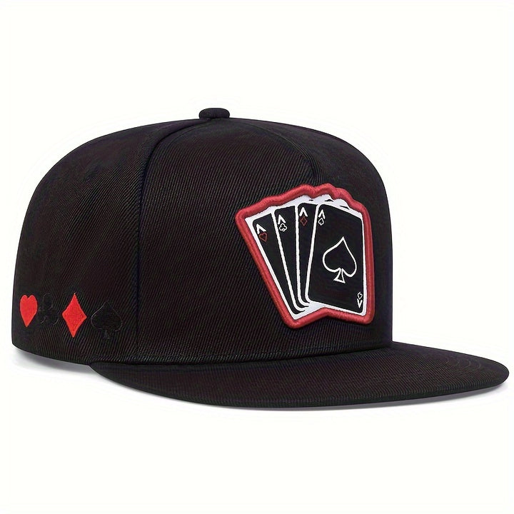 Gorra Snapback de Moda con Diseño de Cartas de Juego - Malla Transpirable, Protección Solar, Ligera para el Verano. Tejido de Tela