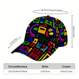 1 gorra de béisbol Snapback con estampado geométrico vibrante de Acción de Gracias 2D - Gorra de poliéster con impresión vibrante de cuerpo completo, ideal para deportes, running y moda casual urbana, Accesorio para Exteriores,Accesorios para la Cabeza de